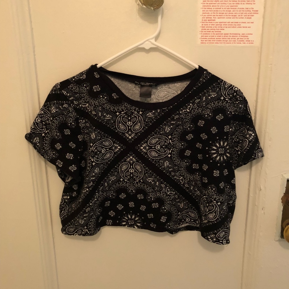 Black Paisley Crop Top